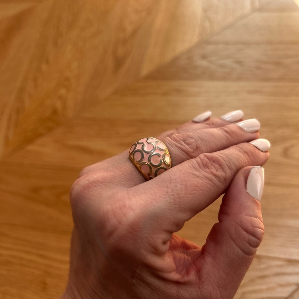 Coach Dome Elegant Gold and Pink Ring